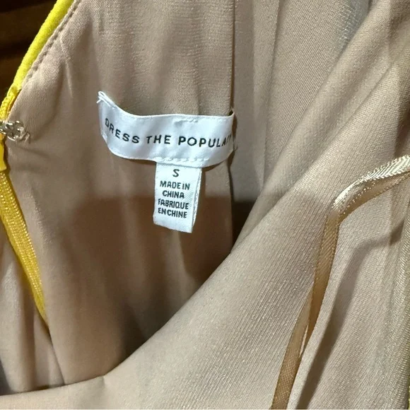 Dress the Populatjon Yellow Lace Long-Sleeve Bodycon Dress size small - Picture 5 of 11